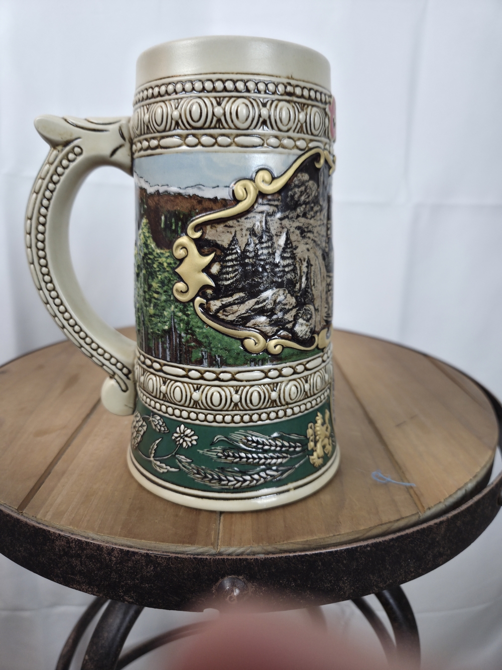 Ceramic Green Decorative Beer Stein - Unbranded